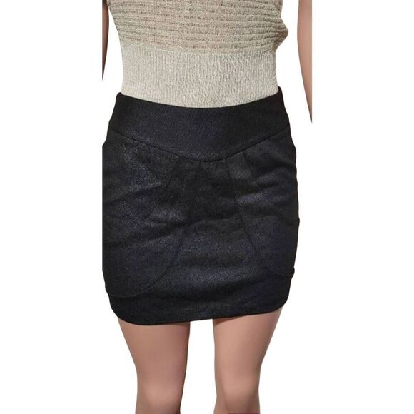 Ceci Women's black glitter mini texture skirt size M - Picture 4 of 4